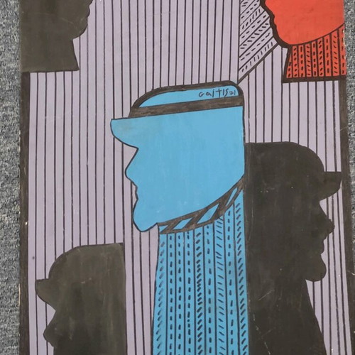 Signed painting used 40x64 mixed media on plywood