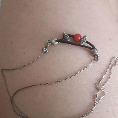 Vintage silver pendant 950 with black coral used