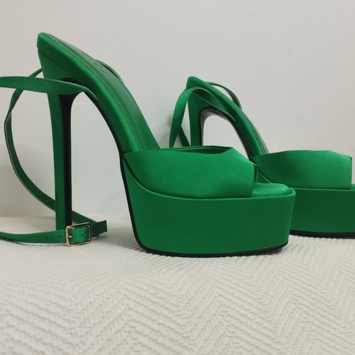Asos satin platform sandals size 37 like new, green