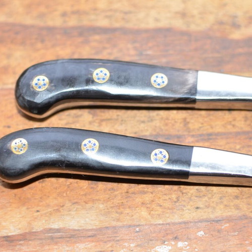 Damascus Hand Forged Knife and Fork BBQ Hunting Set New