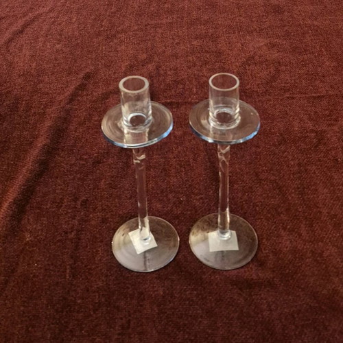 Glass candlesticks like new, set of two
