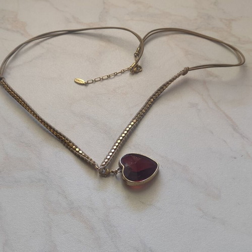 Vintage Pilgrim Necklace with Pendant Red Crystal Heart (Danish Design)
