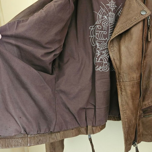 Attrattivo leather biker jacket like new, brown, vintage style
