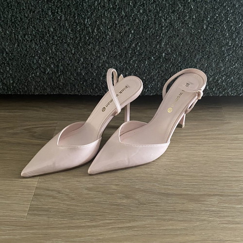 Pink woman heels size 37 like new, thin 9cm heel