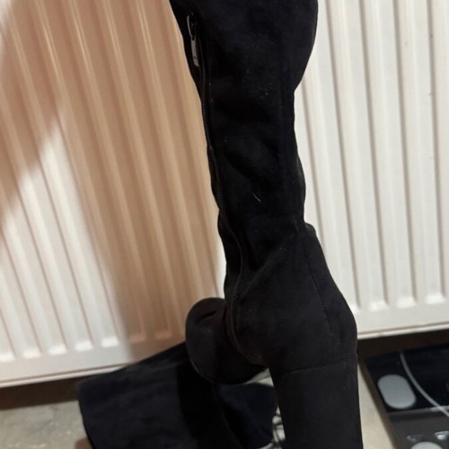Women's suede leather boot size 39 black used Made in Italy