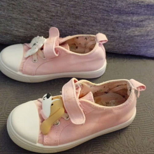 Pink Canvas Shoes No25 with Dog Design for Girls like new
