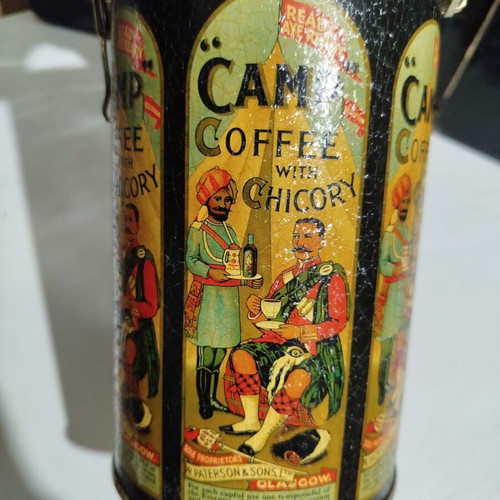 Vintage tin coffee box used, decorative
