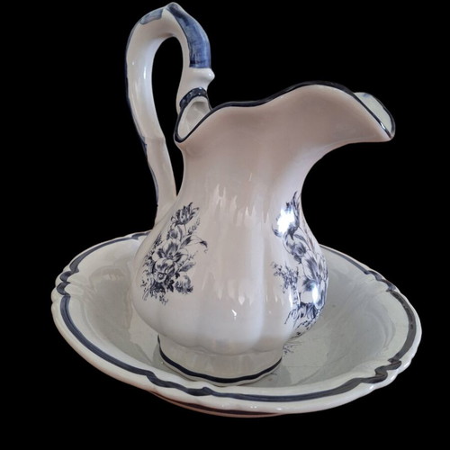 Large pitcher (lavomano) with plate new, handmade earthenware