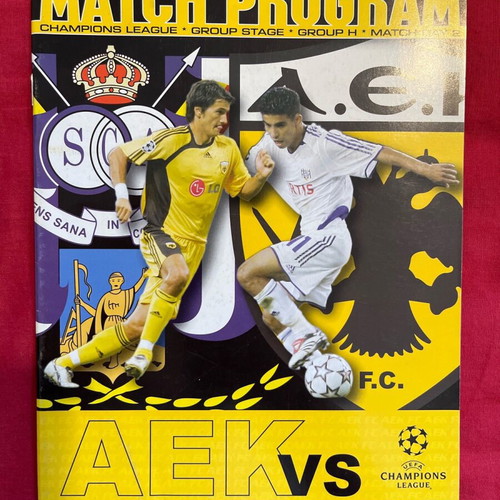 Aek Anderlecht match program used, Champions League 2006