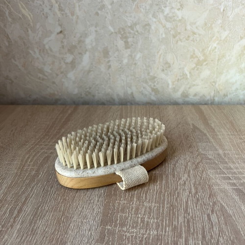Wooden brush with bristles for dry brushing like new