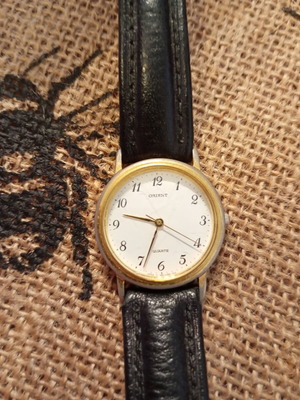 Orient vintage watch used, black and gold, unisex
