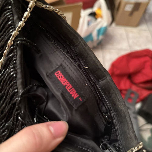 Black Shoulder Bag with Fringes