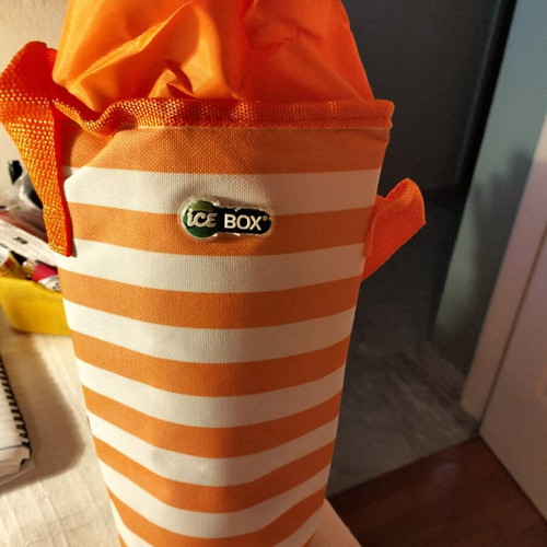 Ice Box Insulated Bottle Holder New, Orange and White