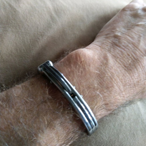 A.L.E. men's stainless steel handcuff bracelet like new, silver