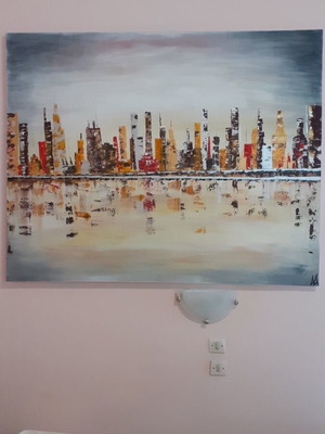 Χειροποίητος πίνακας ζωγραφικής abstract city skyline σε καμβά καινούργιος