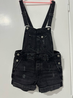 Bershka women's denim overalls used, size XXS, black