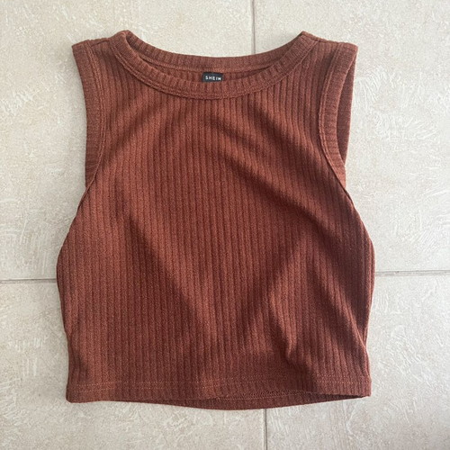 Shein ribbed crop top XS like new, brown terracotta