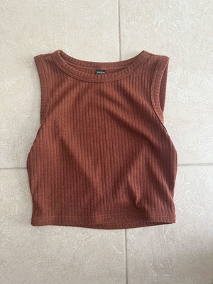 Shein ribbed crop top XS like new, brown terracotta