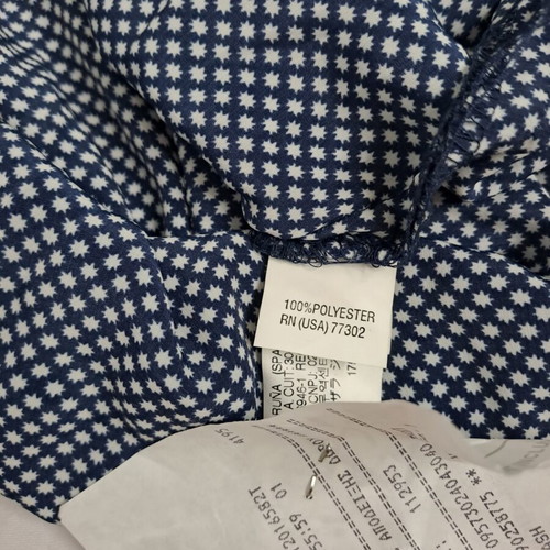 Zara Basic Women's Blouse L like new, navy blue with white print