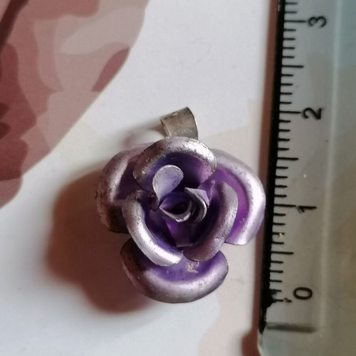 Silver 925 pendant purple rose new