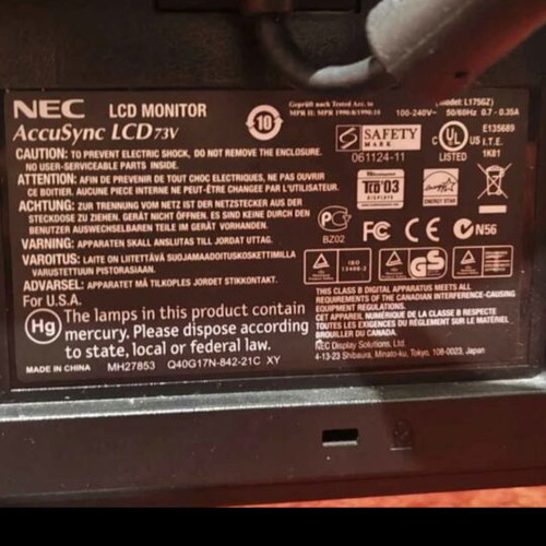 NEC LCD 73V Monitor like new, VGA