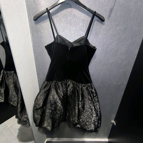 Vintage 80s balloon dress velvet and jacquard like new, black