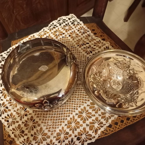 Vintage Silver-Plated Jewelry Box used with embossed floral motif
