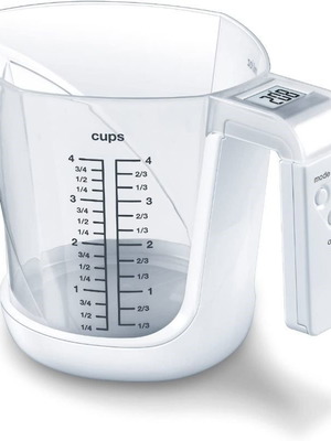 Digital kitchen scale with measuring cup white new