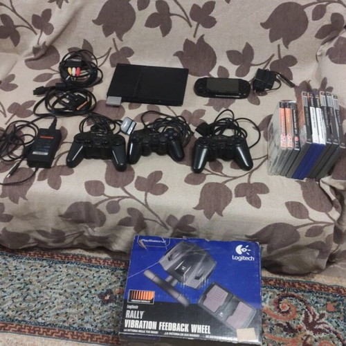 PlayStation 2 (PS2) console and accessories used bundle