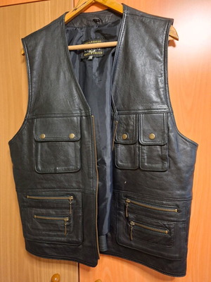 Collezione Coanni men's leather vest XXL, black