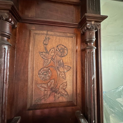 Antique carved handmade console with mirror used, 2 pieces
