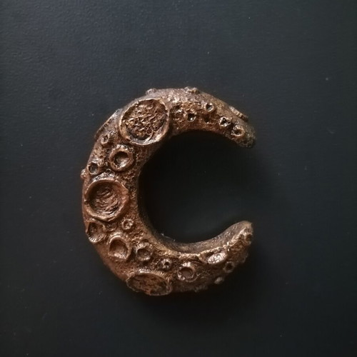 Handmade magnet from white cement with acrylic and varnish