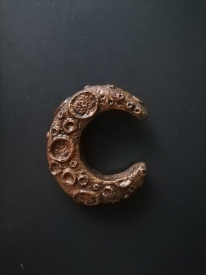 Handmade magnet from white cement with acrylic and varnish