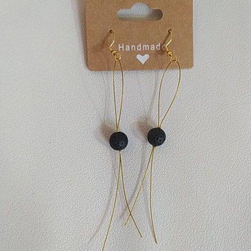 Handmade earrings with lava stones new, black and gold