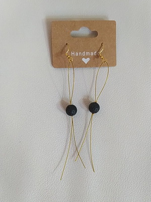 Handmade earrings with lava stones new, black and gold