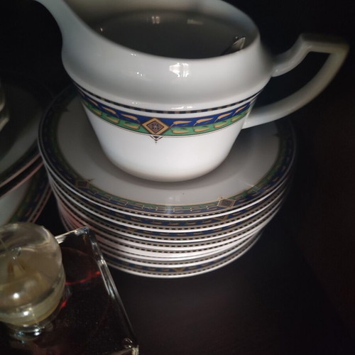 Bohemia cake plates set with 3 cheese dishes and sauce boat like new