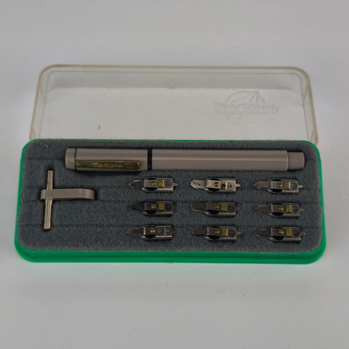 Markant Vintage Technical Drawing Pen Set used with 9 Nibs and Plastic Case