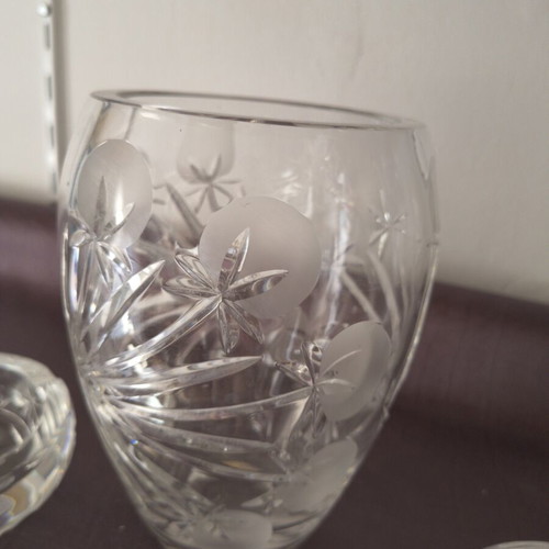 Vintage 3-piece heavy crystal set with vase and 2 ashtrays