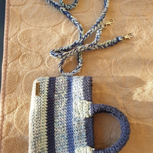 Boho crochet shoulder and hand bag for mobile phone, new