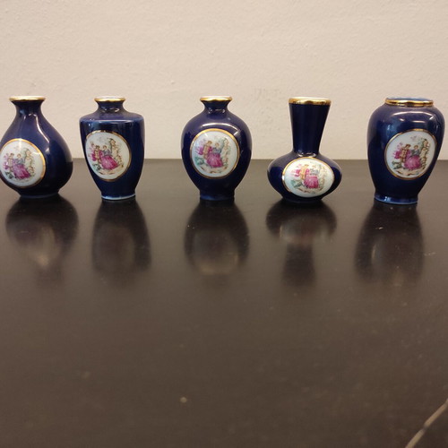 Porcelain decorative small vases like new, set of 5 pieces