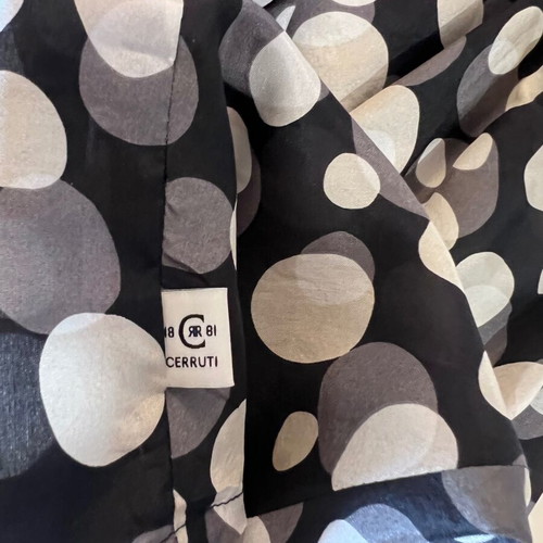 Cerruti 1881 sleeveless silk blouse with polka dot tie-neck, like new