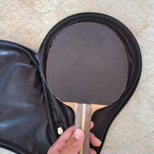 Ping Pong Racket with Butterfly Primorac Wood and Tenergy 80 Rubbers Like New
