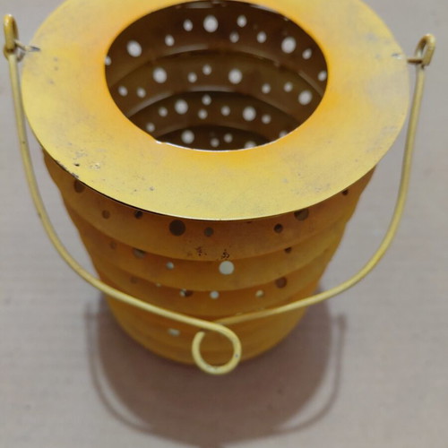 Metal yellow lantern like new, suitable for tealight or candle