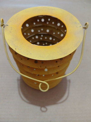 Metal yellow lantern like new, suitable for tealight or candle