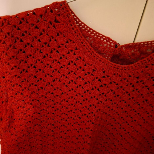 Vintage lace handmade blouse used, size S, burgundy