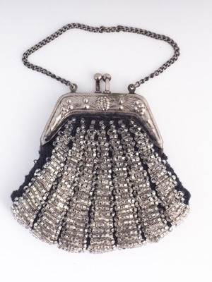 Mercury Glass Micro-Beaded Evening Purse used, early 20th century