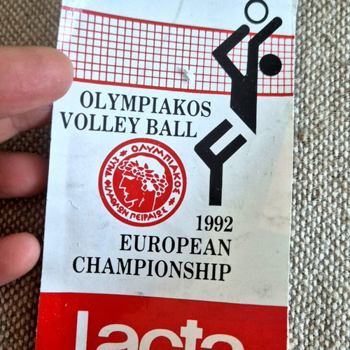 Olympiakos sticker used, 1992 European Championship Lacta