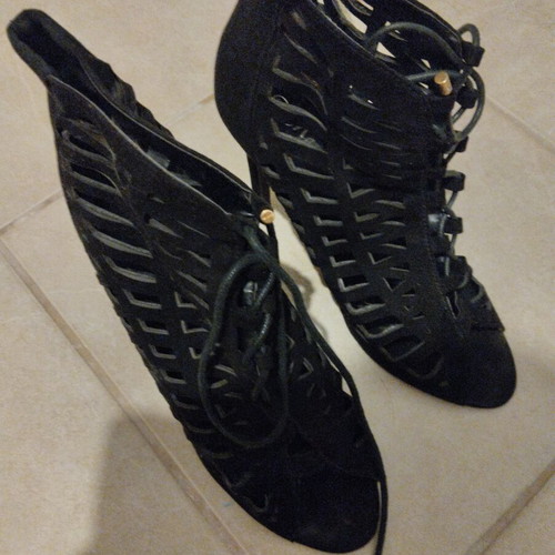Suede evening sandals size 39 black like new