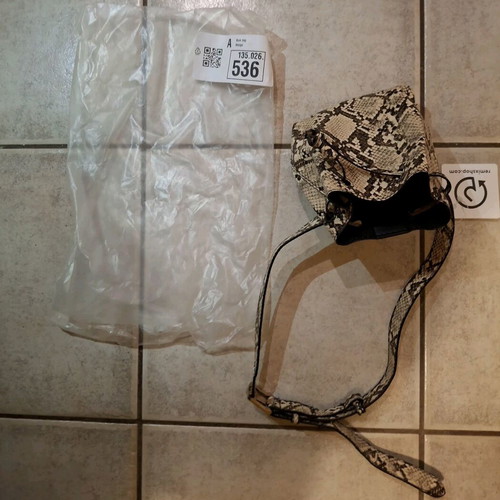 Τσαντάκι μέσης Mango με snake print και κλείσιμο κορδόνι καινούργιο