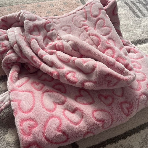 Bathrobe with hearts for girl 5-9 years like new